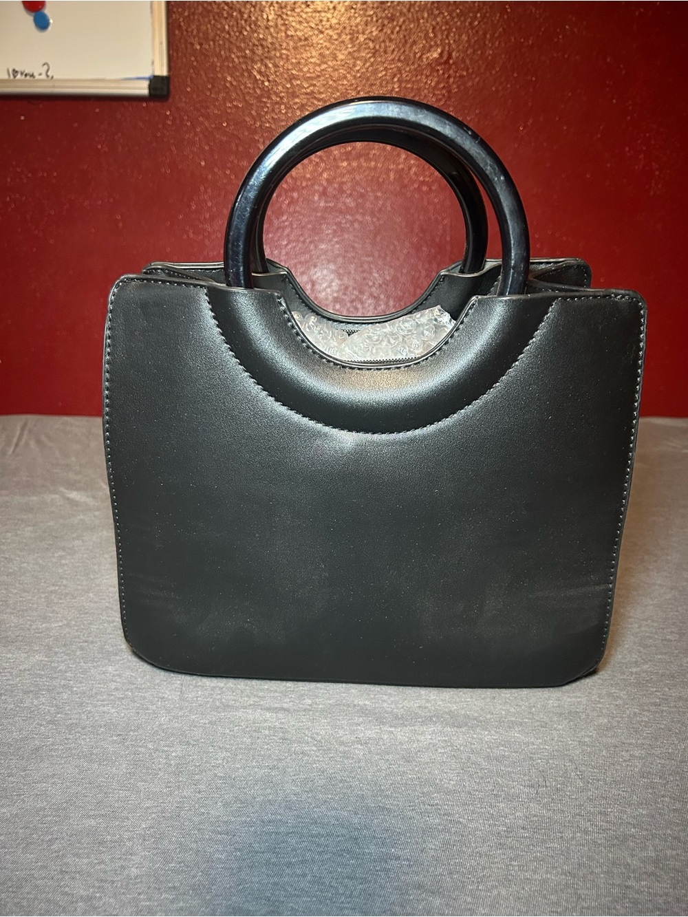 Structured Black Mini Top-Handle Bag